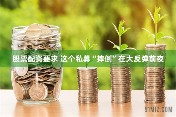 股票配资要求 这个私募“摔倒”在大反弹前夜